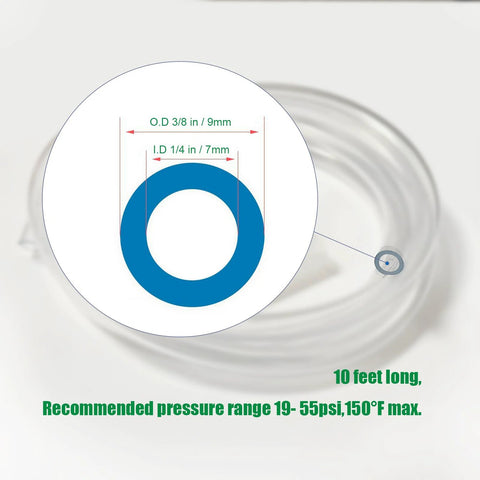 Coiled clear PVC vinyl tubing, 1/4 in ID x 3/8 in OD, 10 ft, Amazon brand