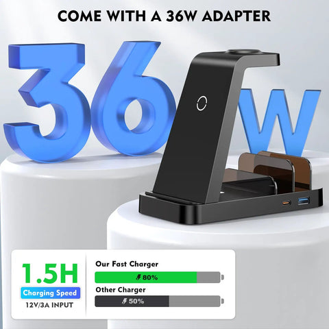 5 In 1 Wireless Charging Station For iPhone And Apple Devices With Fast Charge Stand for iPhone 17 Through 11 Apple Watch