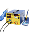 Ultimate 3 In 1 Soldering Power Supply Set With Hot Air Gun And Iron for BGA rework, featuring digital controls and sturdy design.