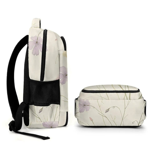 Side view of Dope Multi Shade Wildflowers Printed Backpack For Unisex Large Capacity Daypack With Durable Polyester