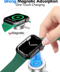 Hand placing Apple Watch on Go To All In One Portable Travel Charging Cable Kit with strong magnetic base.