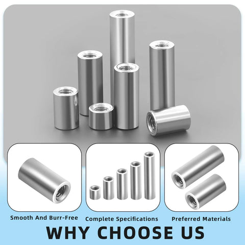 Top Shelf M8 Cylindrical Coupling Nuts 29 Piece Assorted Kit Built From Solid 304 Stainless Steel Metric Thread 8 Through 30mm display.