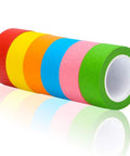 Colorful Masking Tape Set, 6 Pieces Rainbow Rolls For Crafts And Labeling, 2 Inches Wide By 32 Feet Total, Easy Peel No Residue Adhesive