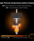 K1 Series Hotend Upgrade Ceramic Heating Block Kit With Buckle Terminal Unicorn Quick-Swap Nozzle Kit 3D Printer Hotend For K1C K1 K1 SE K1 Max High Speed 600mm Per Second New Version, 60W ceramic hotend diagram, 300°C
