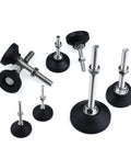 Heavy Duty Adjustable Leveling Feet With Swivel Bases And Universal M8 M10 M12 Threads For Furniture And Lathes on a white background.