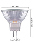 MR11 12V Halogen Spotlight Bulbs 10 Pack GU4 Bi-Pin Base Glass Cover Warm White 2700K Dimmable 20W Narrow 30 Degree Beam size view