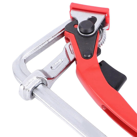 Rock Solid Ratcheting Table Clamp With 16CM Max Opening And 540 Lbs Killer Grip Heavy Duty chrome vanadium steel detail of clamp mechanism