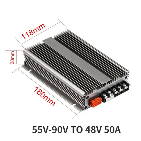 Heavy Duty 72V To 48V DC To DC Step Down Converter featuring 55 90V input range and up to 60A pushing power with aluminum case.