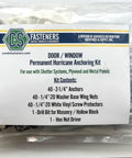 Permanent Hurricane Anchoring Kit For Doors And Windows White With Forty Anchor Points Includes Drill Bit And Hex Nut Driver