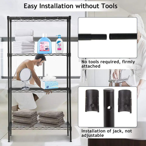 Badass Four Tier Wire Shelving Unit With No Sweat Assembly And Hella Sturdy Commercial Grade Steel Storage Rack For Garage Kitchen Home Office Or Pantry Organization In Classic Black