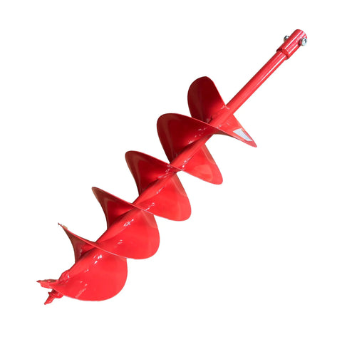 Red 8 Inch Diameter 36 Inch Long Double Spiral Earth Auger Bit With Two Zigzag Replaceable Blades Pro Grade For Quick Post Holes