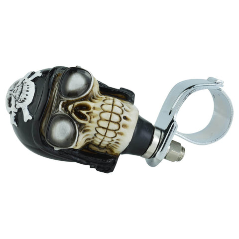 Skull Steering Wheel Spinner Power Booster Knob For Easy Steering, Heavy Duty Turn Aid, fits 31 mm wheels, side view.