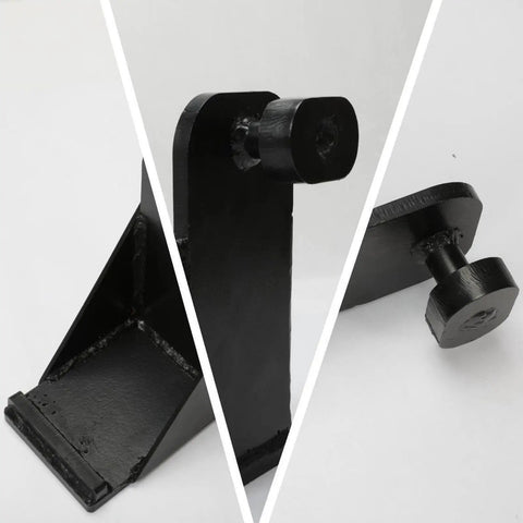 Heavy Duty Steel Container Lug Leveler And Hydraulic Vertical Jack Limit Block With Built Like A Tank Connector Frame For Zero Hassle Ground Moving And Fast Setup, black steel detail view.