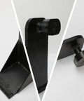 Heavy Duty Steel Container Jack Lug Leveler For Freight Smooth Hydraulic Lifting Attachment. Close-up of sturdy black steel support bracket.