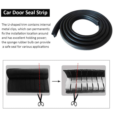 Coiled black rubber car door weather stripping with side bulb, 20 ft length for cars, trucks, boats and RVs.
