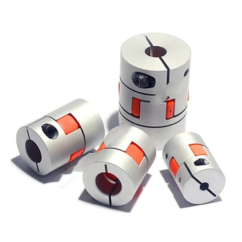 Solid Four Jaw Aluminium Shaft Coupler D14L22 For Stepper Motors with elastic cushion detail, intended for stable torque transmission.
