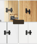 Heavy Duty Stainless Steel Sliding Bolt Door Latch Featuring Smooth Auto Return Flip Lock For Tough Patio Barn Gate on various doors.