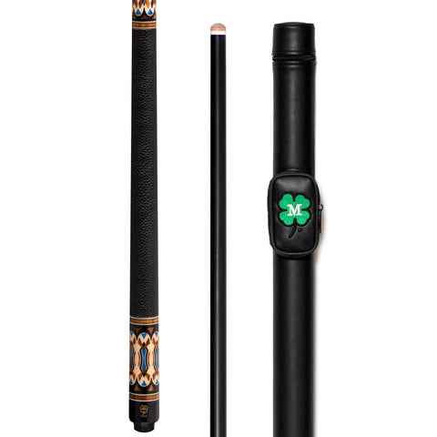 Premium 12Mm Taper Carbon Fiber Shaft Pool Cue With Exotic Wood Butt And Rugged Transport Case For Next Level Aim Killer Shot Consistency And Slam Dunk Billiard Play Everywhere, featuring a black leather grip and decorative butt.