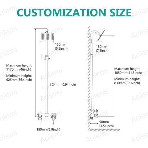 Outdoor Shower Kit with Brushed Nickel Finish All Metal Construction Built To Last 6 Inch Rain Shower Head with 360 Degree Rotation Adjustable Slide Bar Dual Handle Mix Valve Rust Resistant Stainless Steel and Brass for Outdoor Use