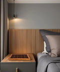 Top Shelf Solid Walnut Wood Jewelry Tray Organizer With Fifteen Grids For Rings Necklaces And Bracelets Compact Vanity Storage Display Plate For Counters on bedside table.