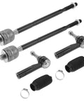 Six-Piece Front Inner Outer Tie Rod Ends Kit With Boots For Chevy Equinox And GMC Terrain 2010-2017 2.4L Left And Right inner outer ends replacement EV800648 ES800640, black steel rods and boots