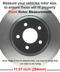 Brake Kit With Front 11.57 Inch Rotors And Rear 10.31 Inch Rotors For 5 Lug Dodge Avenger Caliber Jeep Patriot Compass Chrysler 200 Sebring With Ceramic Brake Pads Front And Rear, front rotor measurement illustration