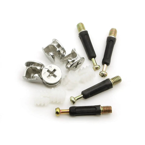 Top Shelf 3 In 1 Furniture Connector Kit With Dowels And Cam Screws featuring zinc alloy hardware for cabinets and drawers.