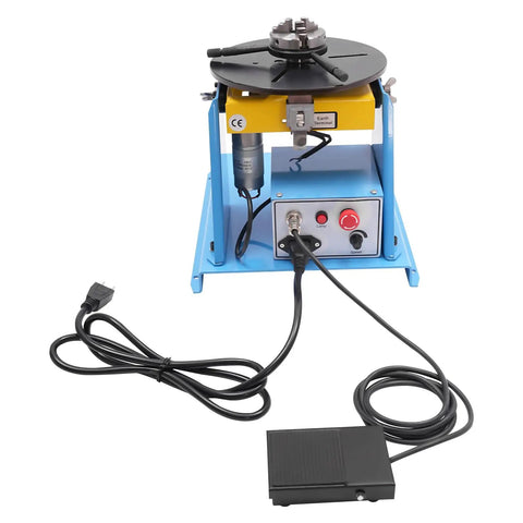 Heavy Duty Rotary Welding Positioner With Three Jaw Chuck, Smooth Turning Workbench For Precision Cutting And Grinding, Hella Sturdy Shop Gear For Tough Shop Jobs with pedal and controls.