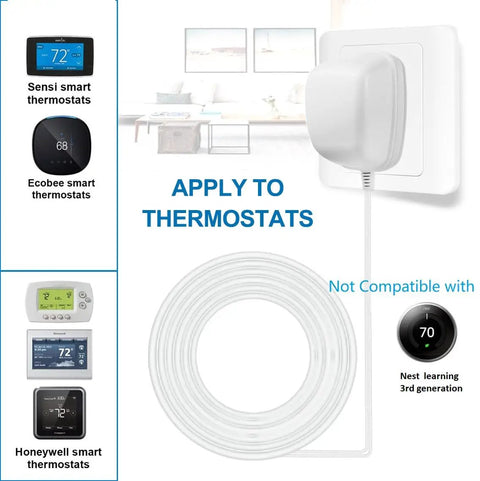 24 Volt Power Adapter Transformer C Wire Thermostat Adapter For Ring Doorbell And Thermostat Compatible With Ecobee Sensi And Honeywell 25 Foot Cable Included Easy Install Plug And Play connected to power outlet with cable