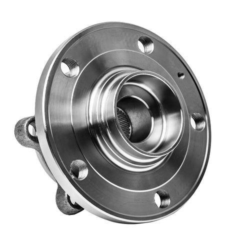 Audi Front Wheel Hub And Bearing Assembly Pair With 5 Lug And ABS Fits Audi A3 Q3 TT Quattro VW CC Passat Tiguan Beetle GTI Golf R Jetta Rabbit Rectangular 4 Hole Flange Left And Right ISO TS 16949 Maintenance Free Easy Install close-up view