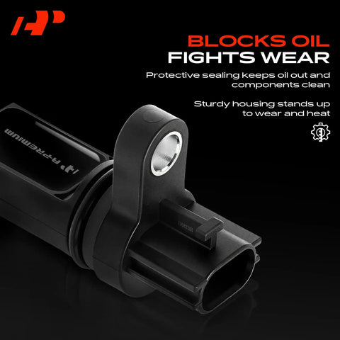 Engine Camshaft Crankshaft Position Sensor For Infiniti FX35 G35 I35 M35 And Nissan 350Z Altima Maxima Murano Quest 3 5L V6 Replacement Sensor Direct Fit OEM Quality No Fuss Easy Install Durable Performance close-up, black plastic housing