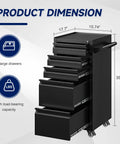 On Wheels 5-Drawer Metal Tool Cabinet Rolling Chest With Locking Keys Heavy Duty Tool Storage Organizer For Garage Shop Warehouse Workshop Durable Steel Construction And Easy Mobility, 35.4 in tall black steel cabinet