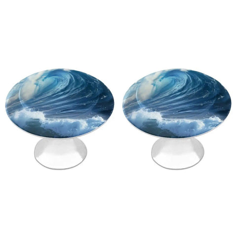 Ocean Waves 2 Piece Cabinet Knob Set Pull Handles For Kitchen Dresser Bathroom Cupboards with wave design on aluminum alloy
