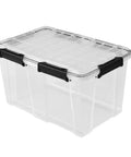 Built To Last Clear Storage Bins 54 Quart 2 Pack, Stackable Plastic Totes With Tight Lids, Gasket Sealed Waterproof