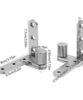 Badass Heavy Duty Pivot Door Hinges Rock Solid 360 Degree Smooth Swinging Stainless Steel Surface Mount No Wiggle Grip For Interior Doors Pack Of Four Pieces detailed view showing measurements and design.