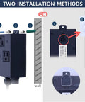 Two installation methods for Stainless Steel Brushed Nickel Garbage Disposal Air Switch Kit with Dual Outlet Sink Top Button.