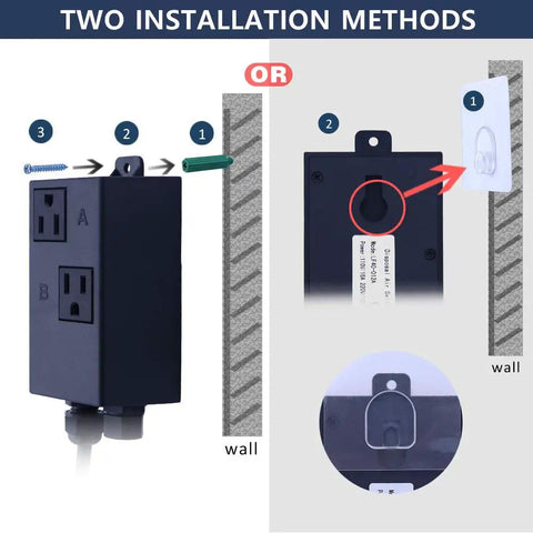 Two installation methods for Stainless Steel Brushed Nickel Garbage Disposal Air Switch Kit with Dual Outlet Sink Top Button.