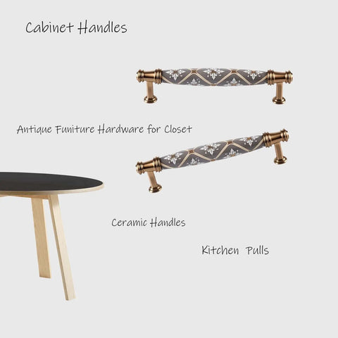 2 Pack Ceramic Cabinet Drawer Handles Vintage Dresser Pulls For Kitchen And Bedroom, 5 Inch Center To Center, Zinc Alloy Hardware