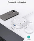 360 Rotating Flat Plug Power Strip With 8 Widely Spaced Outlets And 4 USB Ports 1 USB C 5ft Cord Wall Mountable 1440J Surge Protector