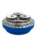 Heavy Duty Gear Speed Reducer Built Tough For High Torque Kick And Lean Backlash Precision Control, featuring a blue compact frame and metal gears.