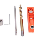 Components of 2 In 1 Pocket Hole Jig Kit For Woodworking With Spliceable Design All Metal Construction Includes Hole Jig Drill Bit Hex Wrench