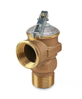 Front view of forged brass pressure relief valve, 3/4 in FIP x MIP, for tankless water heaters.