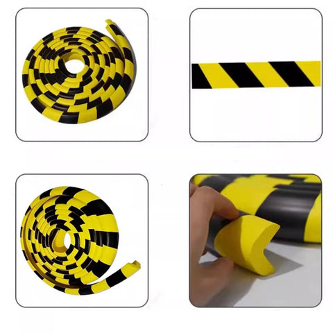 Rubber Foam Edges Protector For Sharp Corners 5m Long Black And Yellow Self Adhesive Wall Guards Safe Corner Padding