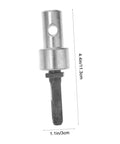 Metal garden auger drill bit adapter and chuck converter with dimensions marked, extends reach for tight spots and fits power tools.