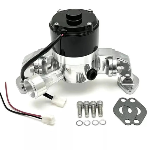 Heavy Duty Electric Water Pump For Small Block Chevy Sbc 350 327 383 400 Blocks with mounting hardware and wiring.