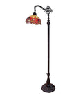 Arched Tiffany Style Floor Lamp With Stained Glass Dragonfly Shade 62 Inch Tall Adjustable Arch Vintage Vibes Red Yellow Green Glass Lamp