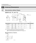 SGM7A servo motor external dimensions diagram for Sigma-7 models A5/01/C2 without gears
