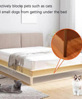 Adjustable Under Bed Blocker 8 Pack Clear Pet Gap Stopper For Furniture shown under a bed blocking pets like cats from accessing underneath.