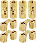 Hidden Brass Hinges 8 Pack 10mm Concealed Hinges with 180 Degree Opening for DIY Jewelry Box and Craft Projects