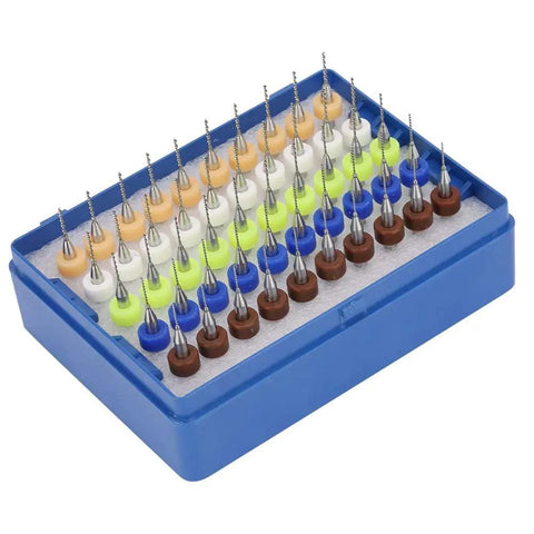 50Pcs Carbide Micro Drill Bits Set 0.5mm To 0.9mm Tips Spiral Flute Engraving Tools Tiny But Pro Grade Drills in blue case